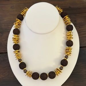 Textured African Brass Beaded Necklace (15)